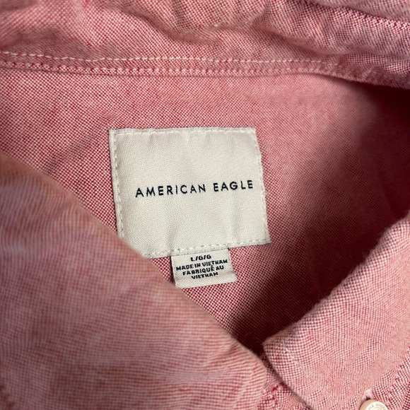 American Eagle Button Up Shirt Men Size L Pink Long Sleeve 100% Cotton Preppy - Picture 3 of 5